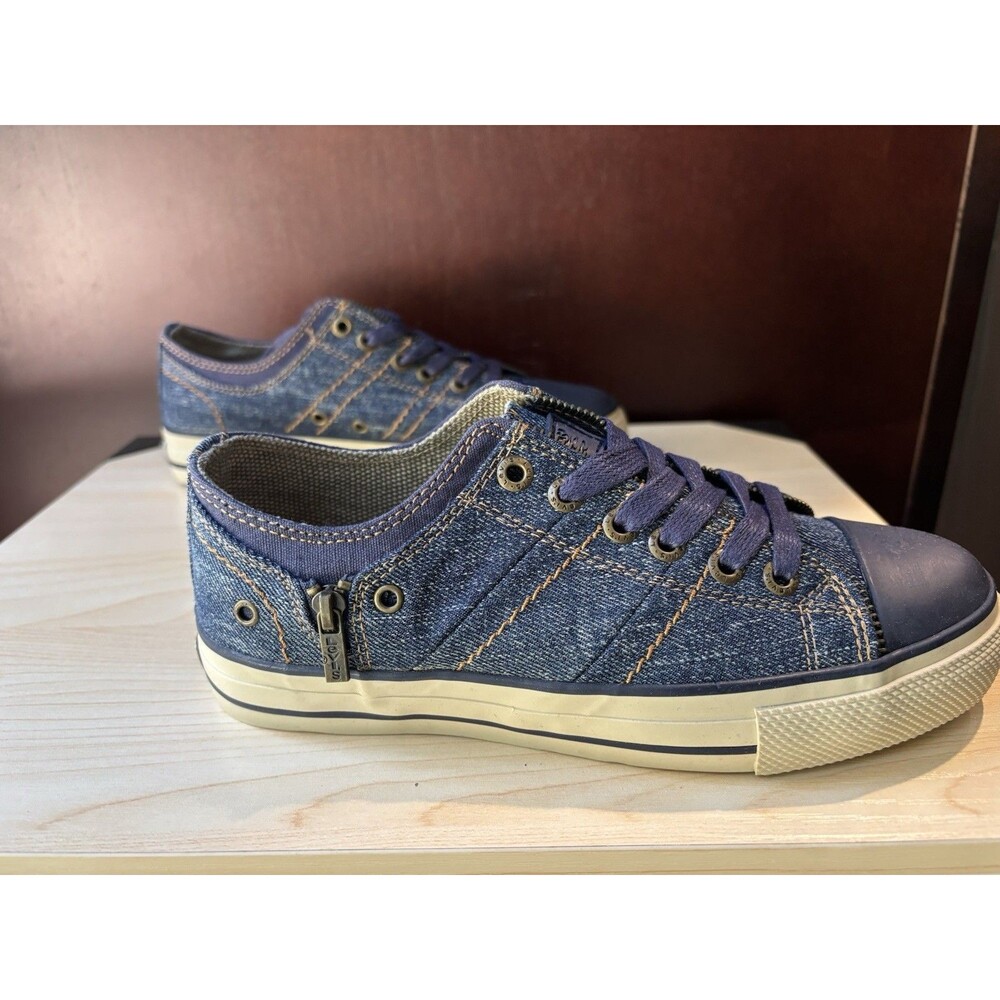 New CUTE Levi’s Strauss Jeans Zipper Ex Lo Denim Unisex Shoes Navy Size 3.5
